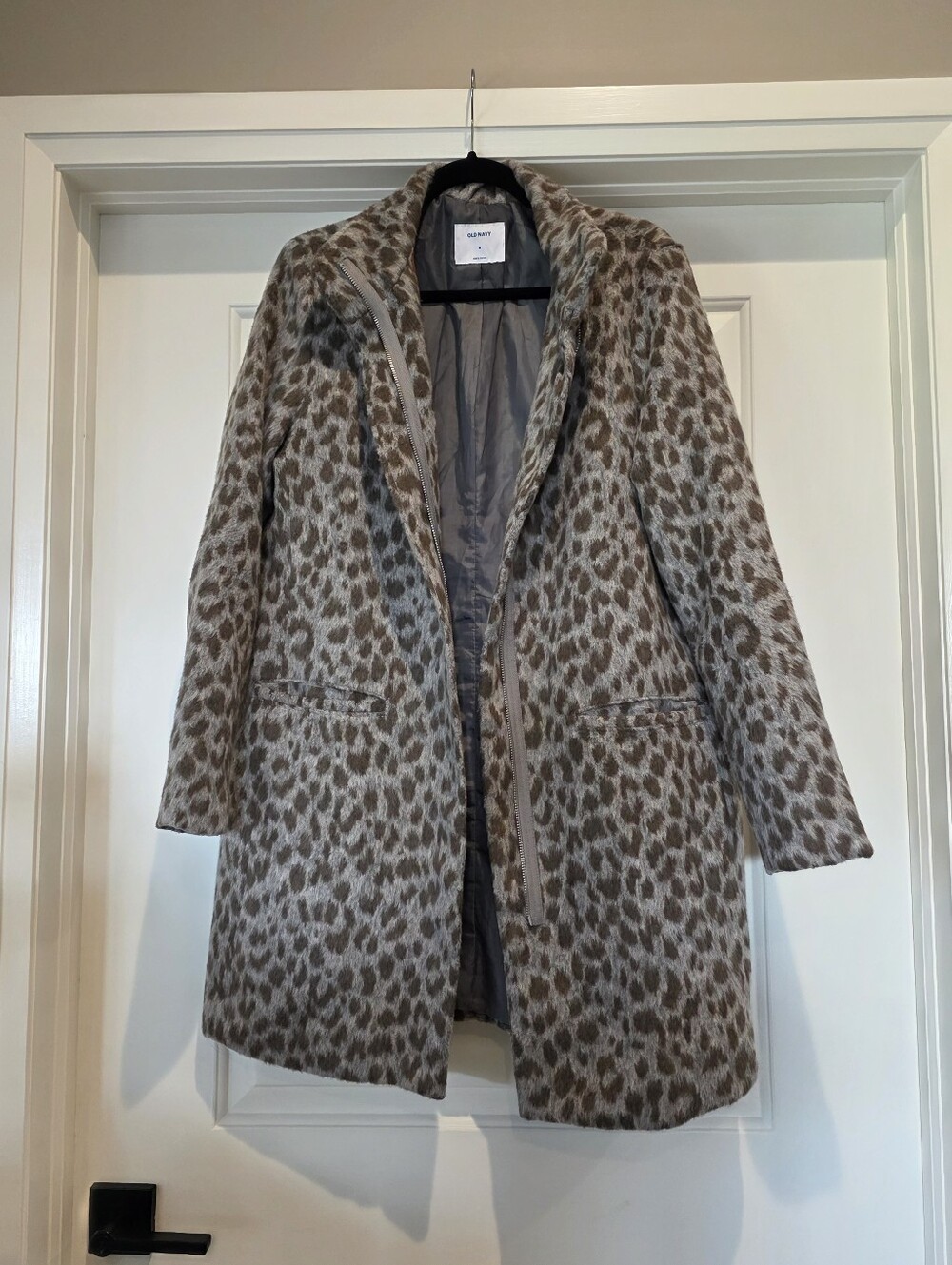 Old Navy Leopard Print Trench Coat - Taupe and Gray